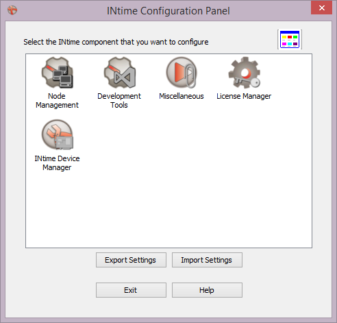 INtime Configuration Panel