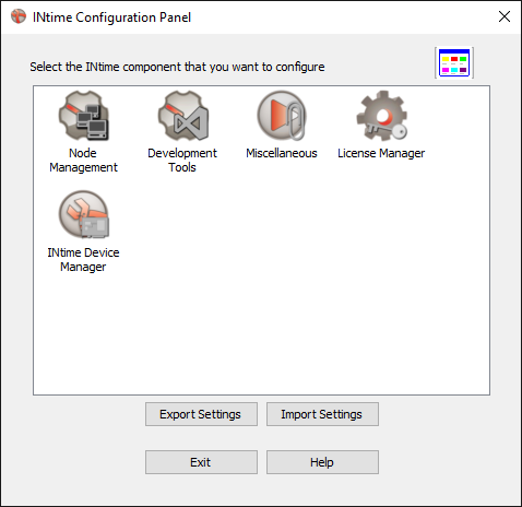 INtime Configuration Panel